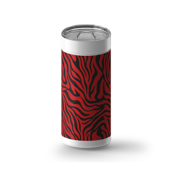 Red Zebra wrap on a white ceramic Wrapware tumbler