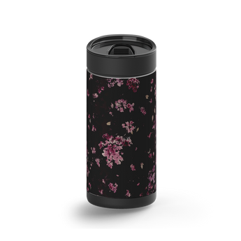 Plum Blossom wrap on a black ceramic Wrapware tumbler