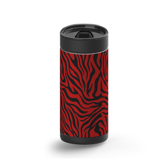 Red Zebra wrap on a black ceramic Wrapware tumbler