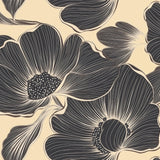 Midnight Bloom wrap artwork with large charcoal flowers outlined in cream.