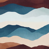 Mountain Hues wrap artwork with layered blue, cream, pink and rust mountain shapes.