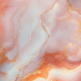 Rose Gold Marble 2 wrap artwork with coral, blush and pale blue marbling and gold-colored veins.