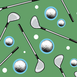 On the Green wrap artwork with golf clubs and golf balls on green.