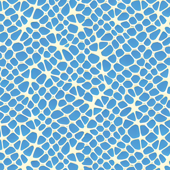 Organic Blue wrap artwork with an irregular blue mosaic outlined in white.