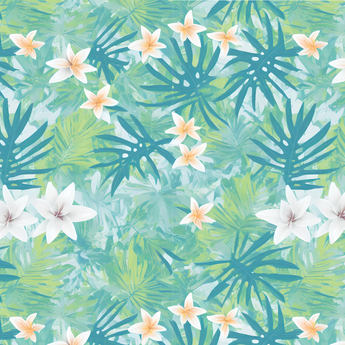 Pretty Flower Pattern wrap artwork with small white blossoms among green and blue foliage.