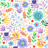 Delicate Flowers wrap artwork with small colorful flowers and leaves on white.