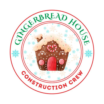 Gingerbread Construction Crew wrap artwork with a gingerbread house inside a circular badge.