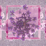 Violet Gallery wrap artwork with purple botanical panels over a textured background.