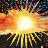 Let the Sun Shine In wrap artwork with a bright yellow sunburst across colorful abstract brushstrokes.