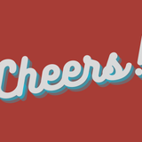 Cheers Red wrap artwork with white and teal Cheers lettering on red.
