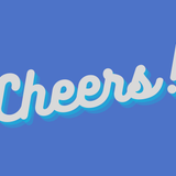 Cheers Blue wrap artwork with white and teal Cheers lettering on blue.