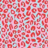 Pink & Light Teal Cheetah Print wrap artwork with pink-red spots on pale teal.
