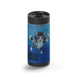 Purrvana Nevermewed wrap on a black ceramic Wrapware tumbler