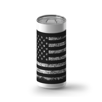 American Flag Last wrap on a white ceramic Wrapware tumbler