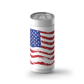 American Flag Vintage wrap on a white ceramic Wrapware tumbler