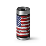 American Flag Vintage Black wrap on a brushed stainless Wrapware tumbler