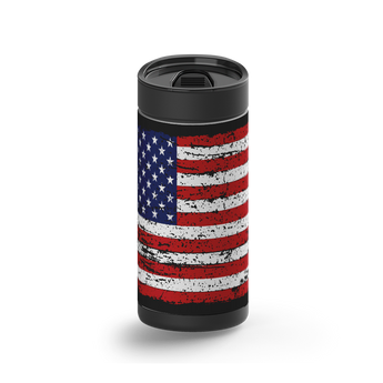 American Flag Vintage Black wrap on a black ceramic Wrapware tumbler