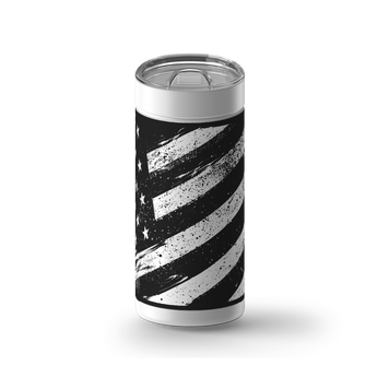 American Flag Vintage Waves wrap on a white ceramic Wrapware tumbler