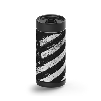 American Flag Vintage Waves wrap on a black ceramic Wrapware tumbler