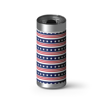 Americana Stars and Stripes wrap on a brushed stainless Wrapware tumbler