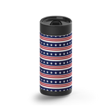 Americana Stars and Stripes wrap on a black ceramic Wrapware tumbler