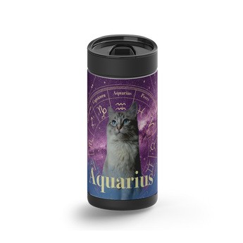 Aquarius Zodicat Custom Tumbler wrap on a black ceramic Wrapware tumbler
