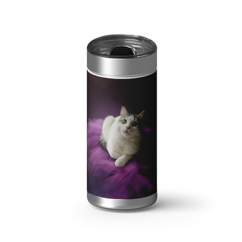 Enchanted Kitty Custom Tumbler wrap on a brushed stainless Wrapware tumbler
