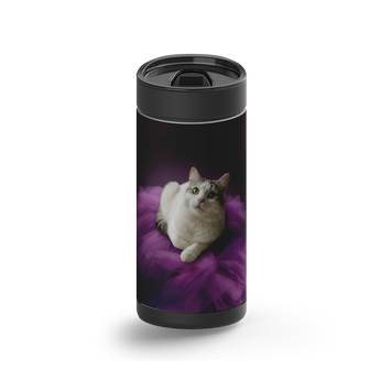 Enchanted Kitty Custom Tumbler wrap on a black ceramic Wrapware tumbler