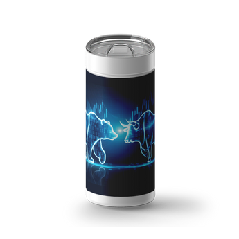Bull & Bear wrap on a white ceramic Wrapware tumbler