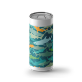 Camo Sharks wrap on a white ceramic Wrapware tumbler