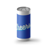 Cheers - Blue wrap on a white ceramic Wrapware tumbler