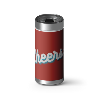 Cheers - Red wrap on a brushed stainless Wrapware tumbler