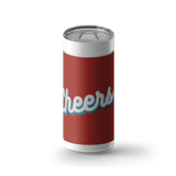 Cheers - Red wrap on a white ceramic Wrapware tumbler