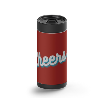 Cheers - Red wrap on a black ceramic Wrapware tumbler