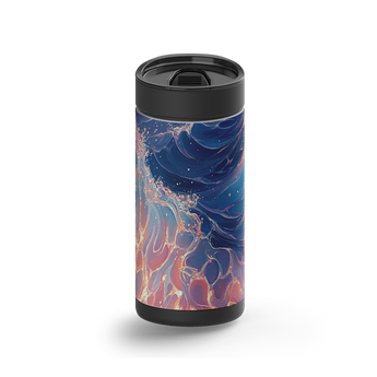 Cosmic Tide wrap on a black ceramic Wrapware tumbler