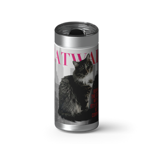 Cover Kitty Custom Tumbler wrap on a brushed stainless Wrapware tumbler