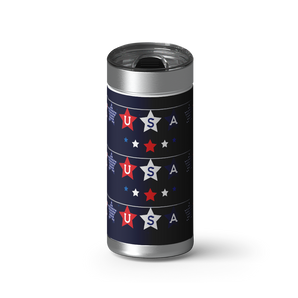 USA Stars and Stripes Garland wrap on a brushed stainless Wrapware tumbler