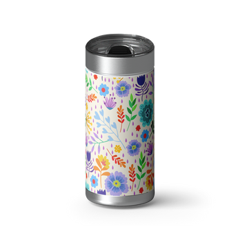 Delicate Flowers wrap on a brushed stainless Wrapware tumbler