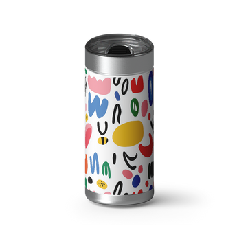 Doodle Dash wrap on a brushed stainless Wrapware tumbler