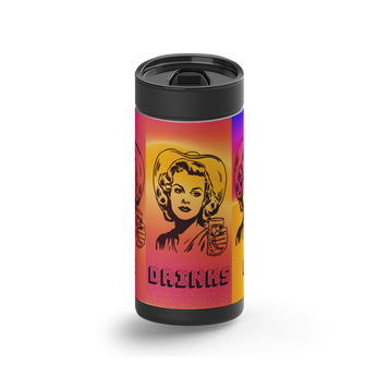 DRINKS-ON-ME-DRINKS-ON wrap on a black ceramic Wrapware tumbler