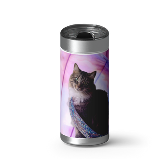 Eras Kitty Custom Tumbler wrap on a brushed stainless Wrapware tumbler