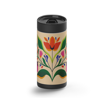 Fall Flora wrap on a black ceramic Wrapware tumbler
