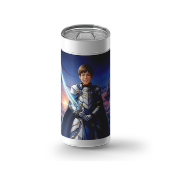 Fated Anime Hero Custom Tumbler wrap on a white ceramic Wrapware tumbler