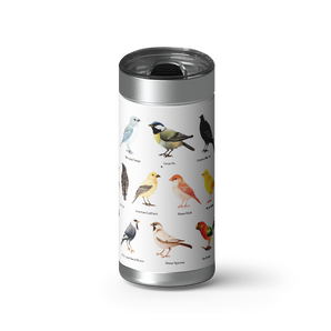 Feathered Friends wrap on a brushed stainless Wrapware tumbler