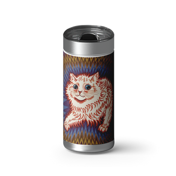 Fiery Cat wrap on a brushed stainless Wrapware tumbler