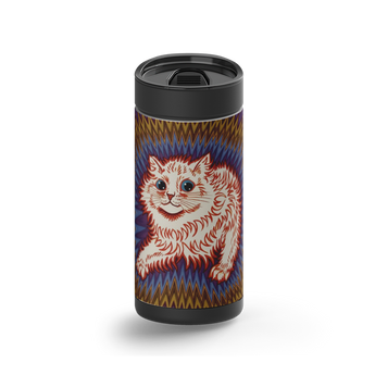 Fiery Cat wrap on a black ceramic Wrapware tumbler
