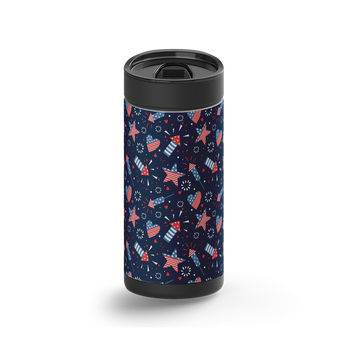Firecracker Celebration wrap on a black ceramic Wrapware tumbler