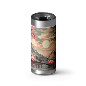 Flamingo Fantasy wrap on a brushed stainless Wrapware tumbler