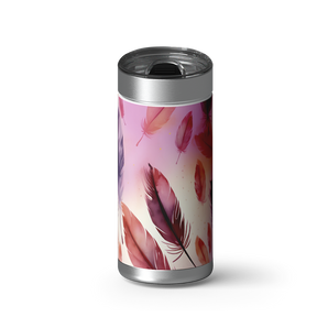 Floating Feathers wrap on a brushed stainless Wrapware tumbler