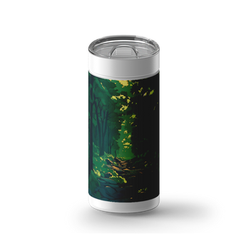 Forest Path wrap on a white ceramic Wrapware tumbler